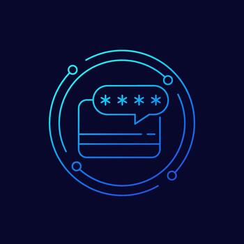 icono de código pin de tarjeta, diseño lineal vector