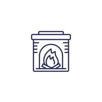 fireplace line icon on white vector