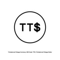 símbolo de moneda de trinidad y tobago, icono de dólar de trinidad y tobago, signo ttd. ilustración vectorial vector