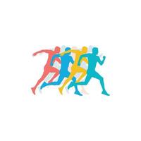 Runner people together, run color full logo design vector