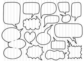 Hand drawn set of different speech bubbles,Stickers of speech bubbles vector set , Retro Set of Comics Speech and Bubbles Cartoon Vector, Each on a separate layer.