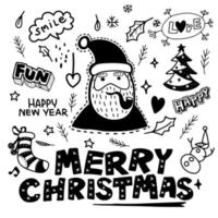 Set of Christmas design element in doodle style,Sketchy  hand dr vector