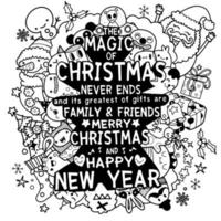 Set of Christmas design element in doodle style,Sketchy  hand dr vector