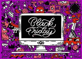 Black Friday sale hand drawn vector concept illustration.