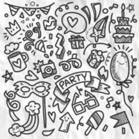 Set of Party illustration Hand drawn doodle Sketch line vector