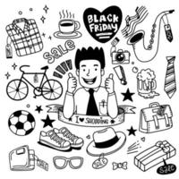 Black Friday sale hand drawn vector concept illustration.