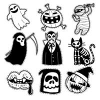 Halloween icon set. Hand-drawn vector illustration