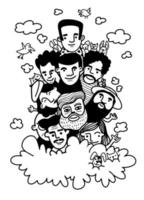 Cute hand drawn doodles ,Face people sketch Crowd of funny peoples ,Each on a separate layer. vector