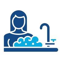 Woman Washing Dishes Glyph Two Color Icon vector