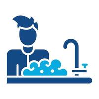 Man Washing Dishes Glyph Two Color Icon vector