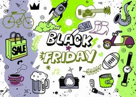 Black Friday sale hand drawn vector concept illustration.