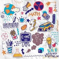 School clipart. Vector doodle school icons and symbols. Hand dra