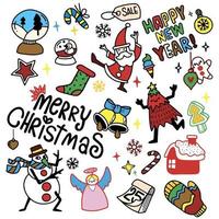 Cute hand drawn Christmas doodles,  set of Christmas design element in doodle style,Sketchy  hand drawn Doodle cartoon set of objects  on the Merry Christmas theme ,Each on a separate layer. vector