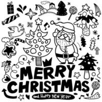Set of Christmas design element in doodle style,Sketchy  hand dr vector