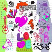 colección de dibujo de doodle de amor. ilustración de doodle de vector dibujado a mano