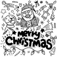 Set of Christmas design element in doodle style,Sketchy  hand dr vector
