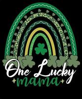 One Lucky mama St Patrick's Day Shamrock Leopard Rainbow T Shirt Design vector