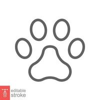 Paw print icon. Simple outline style. Footprint, black silhouette, dog, cat, pet, puppy, animal foot concept. Line vector illustration isolated on white background. Editable stroke EPS 10.