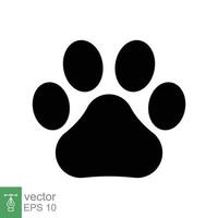 icono de huella de pata. estilo sólido simple. huella, silueta negra, perro, gato, mascota, cachorro, concepto de pie animal. ilustración de vector de glifo aislado sobre fondo blanco. eps 10.