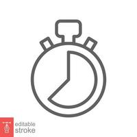 Stopwatch icon. Simple outline style. Timer symbol, clock, countdown, speed time concept. Line vector illustration isolated on white background. Editable stroke EPS 10.