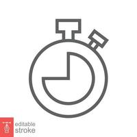 Stopwatch icon. Simple outline style. Timer symbol, clock, countdown, speed time concept. Line vector illustration isolated on white background. Editable stroke EPS 10.