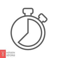 Stopwatch icon. Simple outline style. Timer symbol, clock, countdown, speed time concept. Line vector illustration isolated on white background. Editable stroke EPS 10.