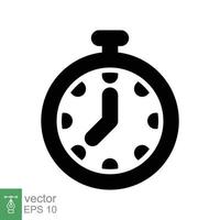 Stopwatch icon. Simple solid style. Timer symbol, clock, countdown, speed time concept. Glyph vector illustration isolated on white background. EPS 10.