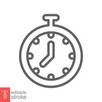 Stopwatch icon. Simple outline style. Timer symbol, clock, countdown, speed time concept. Line vector illustration isolated on white background. Editable stroke EPS 10.