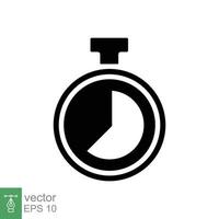 Stopwatch icon. Simple solid style. Timer symbol, clock, countdown, speed time concept. Glyph vector illustration isolated on white background. EPS 10.