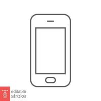 Smartphone icon. Simple outline style. Phone, cell, smart cellular, cellphone, app screen, gadget, device for application, technology concept. Thin line vector illustration. Editable stroke EPS 10.