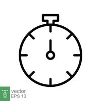 Stopwatch icon. Simple outline style. Timer symbol, clock, countdown, speed time concept. Line vector illustration isolated on white background. EPS 10.