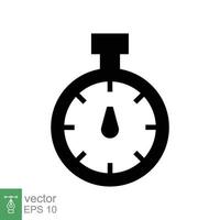 Stopwatch icon. Simple solid style. Timer symbol, clock, countdown, speed time concept. Glyph vector illustration isolated on white background. EPS 10.