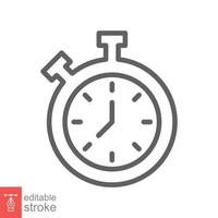 Stopwatch icon. Simple outline style. Timer symbol, clock, countdown, speed time concept. Line vector illustration isolated on white background. Editable stroke EPS 10.