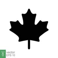Autumn leaf canadian icon. Simple flat style. Black maple leaf, canada symbol, nature concept. Vector illustration design isolated on white background. EPS 10.