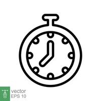 Stopwatch icon. Simple outline style. Timer symbol, clock, countdown, speed time concept. Line vector illustration isolated on white background. EPS 10.