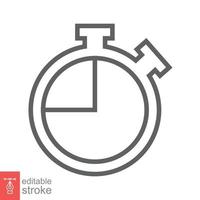 Stopwatch icon. Simple outline style. Timer symbol, clock, countdown, speed time concept. Line vector illustration isolated on white background. Editable stroke EPS 10.