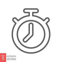 Stopwatch icon. Simple outline style. Timer symbol, clock, countdown, speed time concept. Line vector illustration isolated on white background. Editable stroke EPS 10.