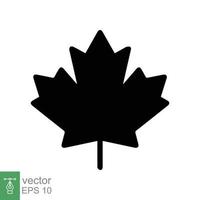 Autumn leaf canadian icon. Simple flat style. Black maple leaf, canada symbol, nature concept. Vector illustration design isolated on white background. EPS 10.