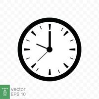 icono de reloj estilo plano sencillo. cara de reloj de pared circular, reloj analógico negro con elemento de flecha, negocio, concepto de tecnología. diseño de ilustración vectorial aislado. eps 10. vector