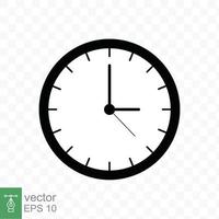 icono de reloj estilo plano sencillo. cara de reloj de pared circular, reloj analógico negro con elemento de flecha, negocio, concepto de tecnología. diseño de ilustración vectorial aislado. eps 10. vector