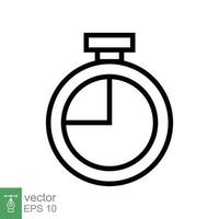 Stopwatch icon. Simple outline style. Timer symbol, clock, countdown, speed time concept. Line vector illustration isolated on white background. EPS 10.