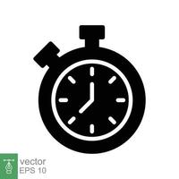 Stopwatch icon. Simple solid style. Timer symbol, clock, countdown, speed time concept. Glyph vector illustration isolated on white background. EPS 10.