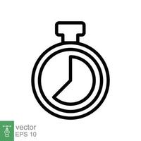 Stopwatch icon. Simple outline style. Timer symbol, clock, countdown, speed time concept. Line vector illustration isolated on white background. EPS 10.