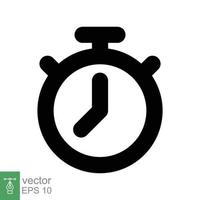 Stopwatch icon. Simple solid style. Timer symbol, clock, countdown, speed time concept. Glyph vector illustration isolated on white background. EPS 10.