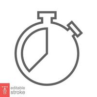 Stopwatch icon. Simple outline style. Timer symbol, clock, countdown, speed time concept. Line vector illustration isolated on white background. Editable stroke EPS 10.