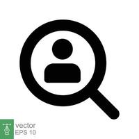 Search job vacancy icon. Simple solid style. Magnifying glass, find people employer business concept. Hire candidate, recruit, competition glyph symbol. Vector illustration. EPS 10.
