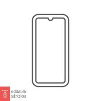 Smartphone icon. Simple outline style. Phone, cell, smart cellular, cellphone, app screen, gadget, device for application, technology concept. Thin line vector illustration. Editable stroke EPS 10.