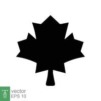 Autumn leaf canadian icon. Simple flat style. Black maple leaf, canada symbol, nature concept. Vector illustration design isolated on white background. EPS 10.