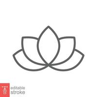 Lotus icon. Simple outline style. Harmony symbol, relax spa flower, petal, leaf, bloom, nature plant concept. Thin line vector illustration isolated on white background. Editable stroke EPS 10.