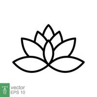 Lotus icon. Simple outline style. Harmony symbol, relax spa flower, petal, leaf, bloom, nature plant concept. Thin line vector illustration isolated on white background. EPS 10.